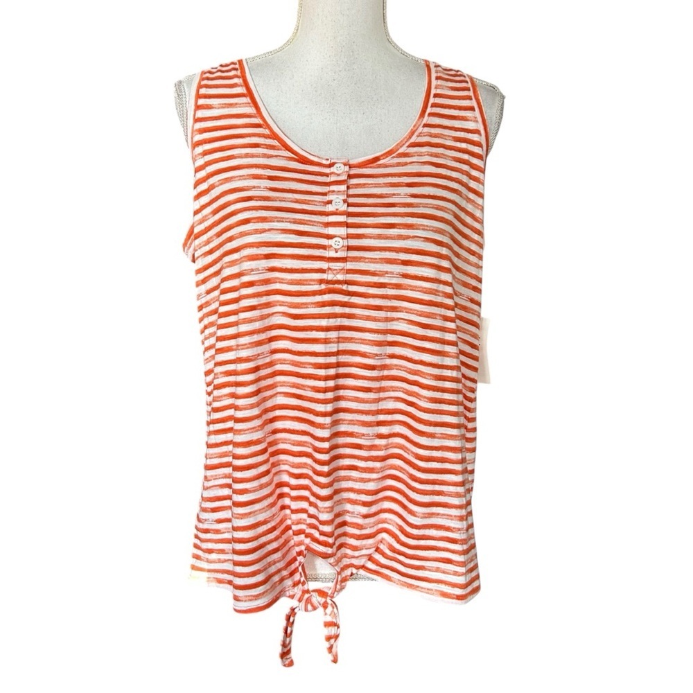 NEW Style & Co Women‎ Henley Tie-Front Tank Top Women SZ Large in Soft Coral